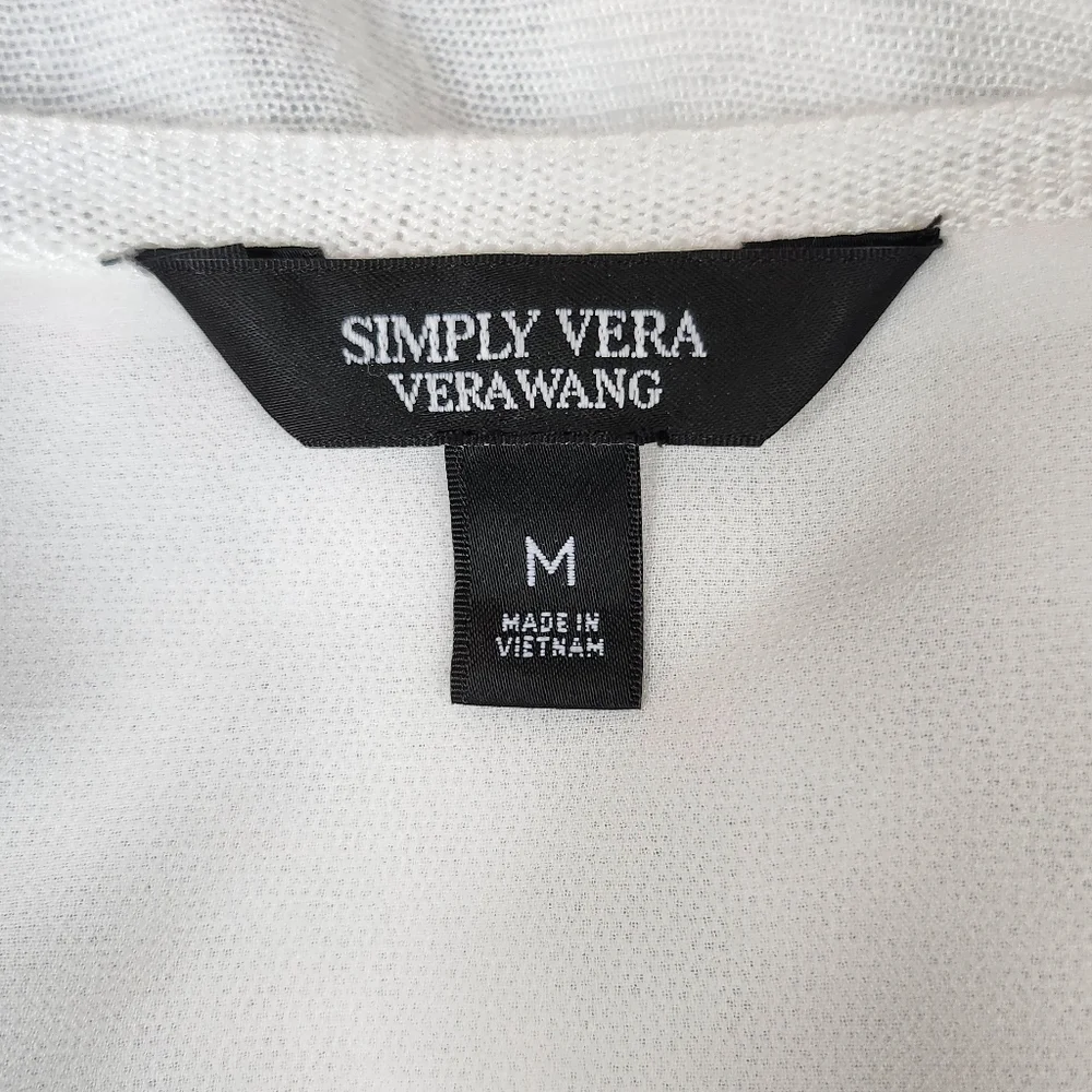 White Simply Vera Open Light Weight Sweater, Size Medium - Picture 4 of 6